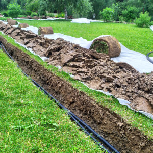 Механическое снятие дерна Снятие дерна для прокладки автополива с помощью подрезчика